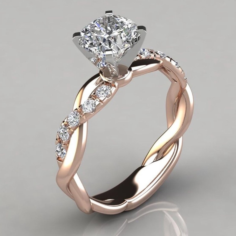 18K Rose Gold Plated Diamond Ring - Picture 2 of 6